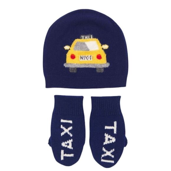 SOFIA CASHMERE NEW 100% Cashmere Saks Kid's Taxi Hat & Glove Set - Picture 1 of 2